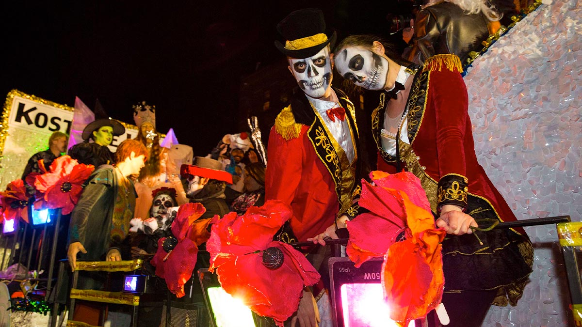 a photograph of a couple dressed for Halloween